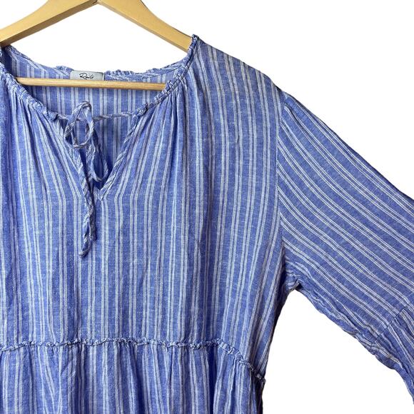 Rails Everly Ludlow Stripe Linen Blend Long Sleeve Mini Dress - Picture 8 of 11